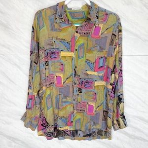 Vintage Sun Zoom Button Down Top Large